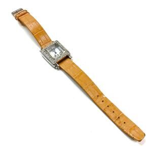 Geneva | Vintage Orange Tan Genuine Leather Rhinestone Watch